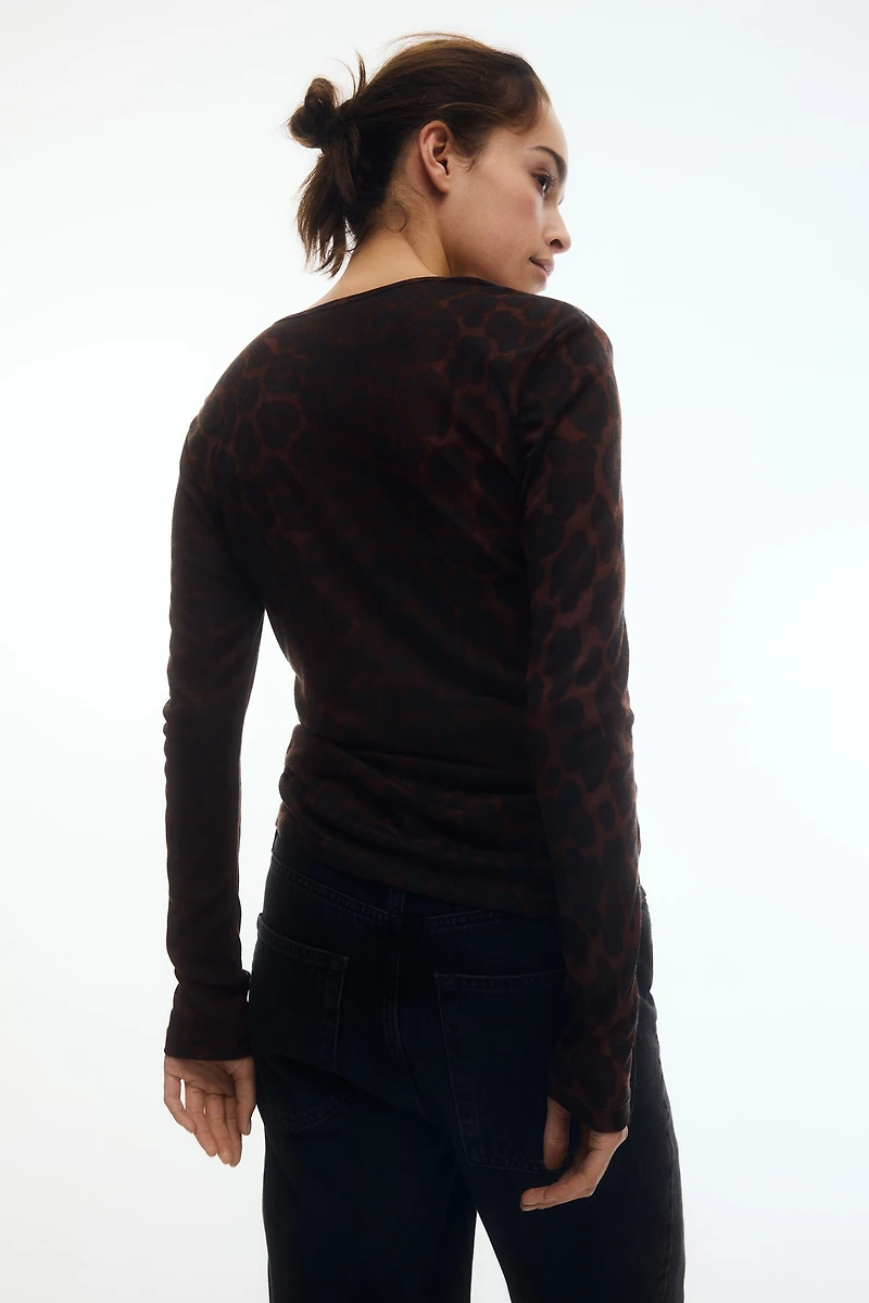 MAMA Fine-Knit Button-Front Top