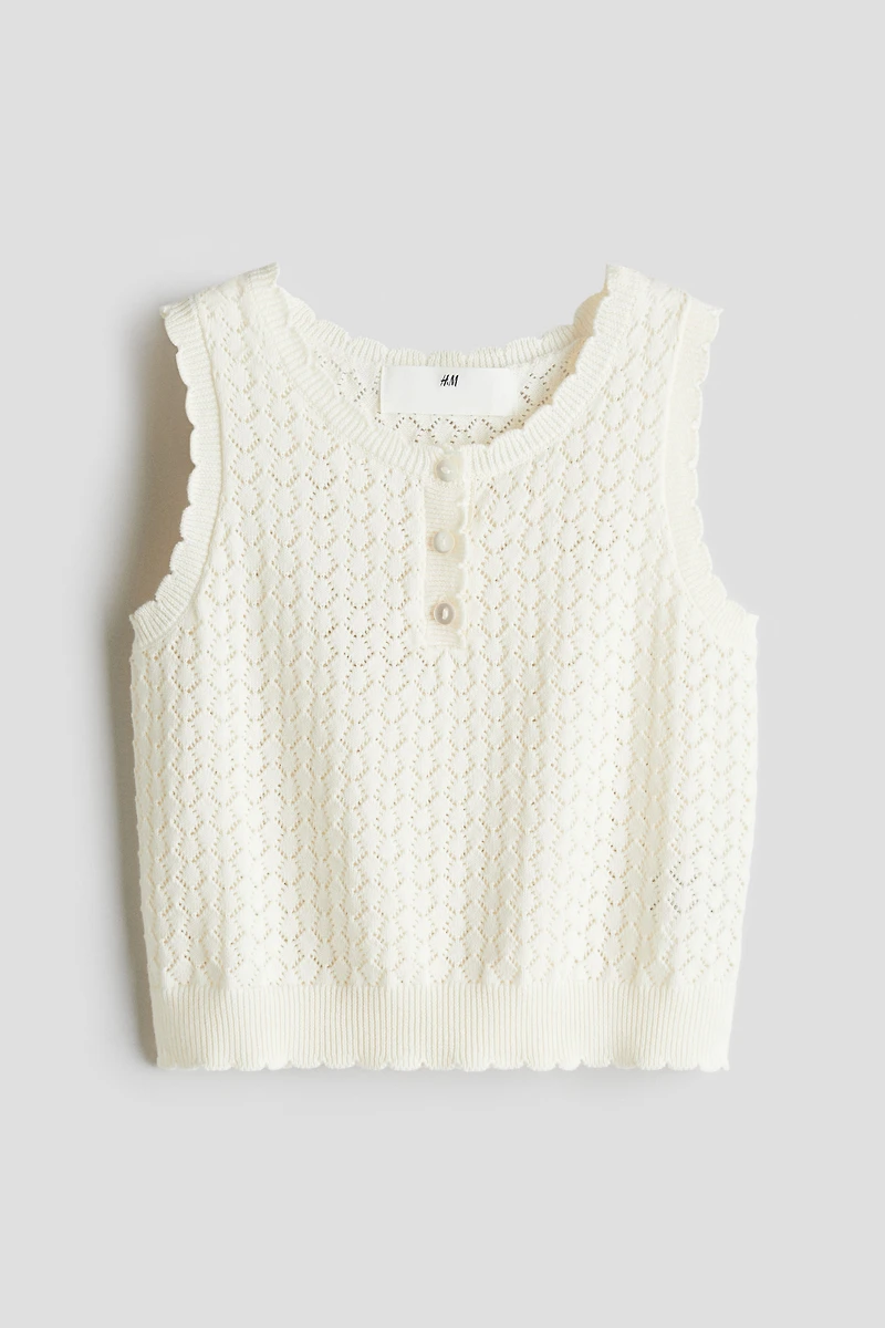 Pointelle-Knit Top
