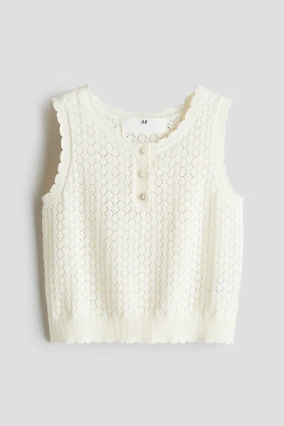 Pointelle-Knit Top