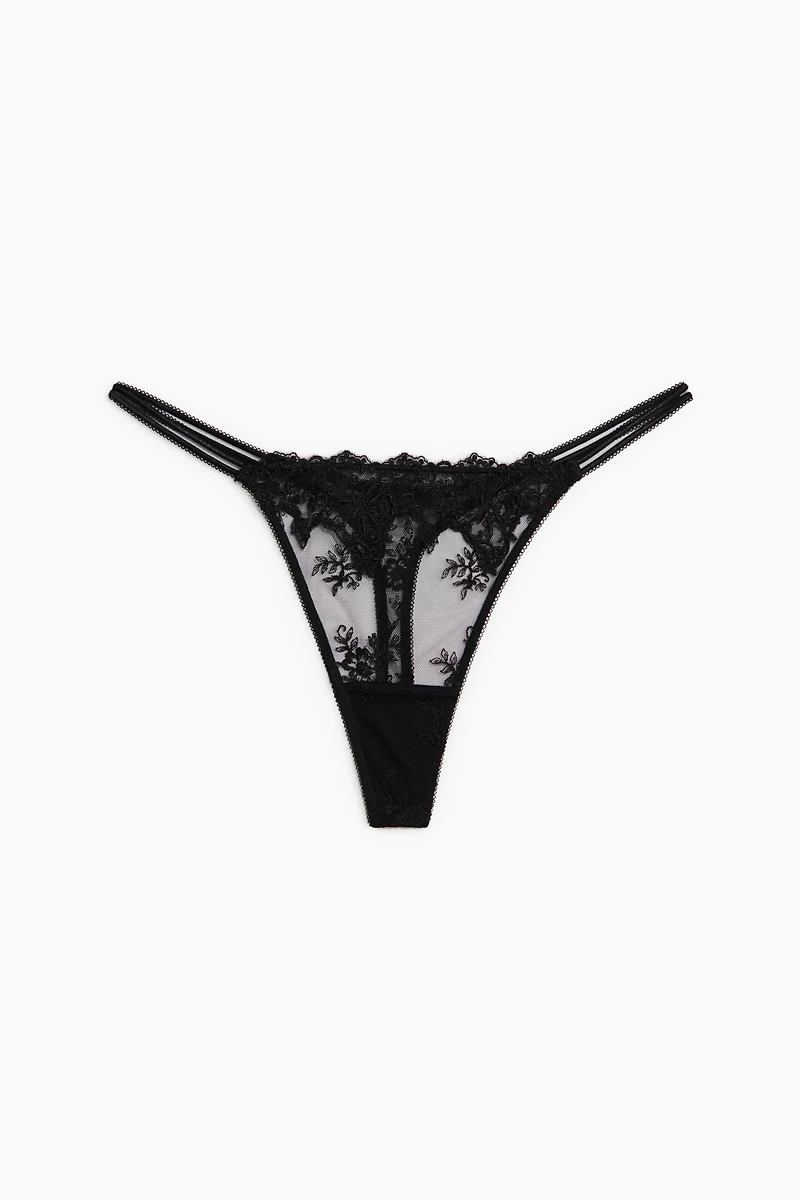 Embroidered Thong Briefs