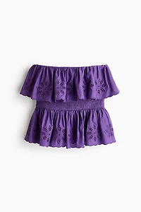 Flounce-Trimmed Peplum Tube Top