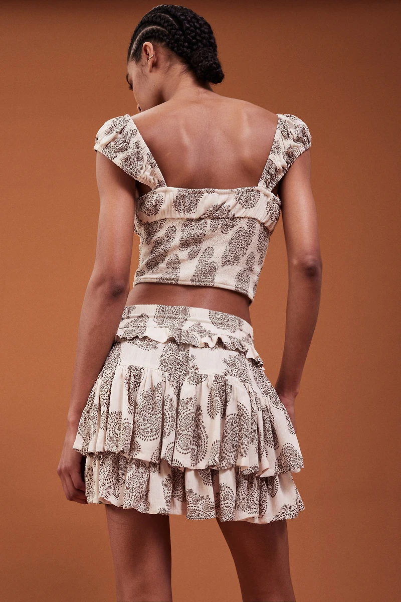 Flounced Mini Skirt