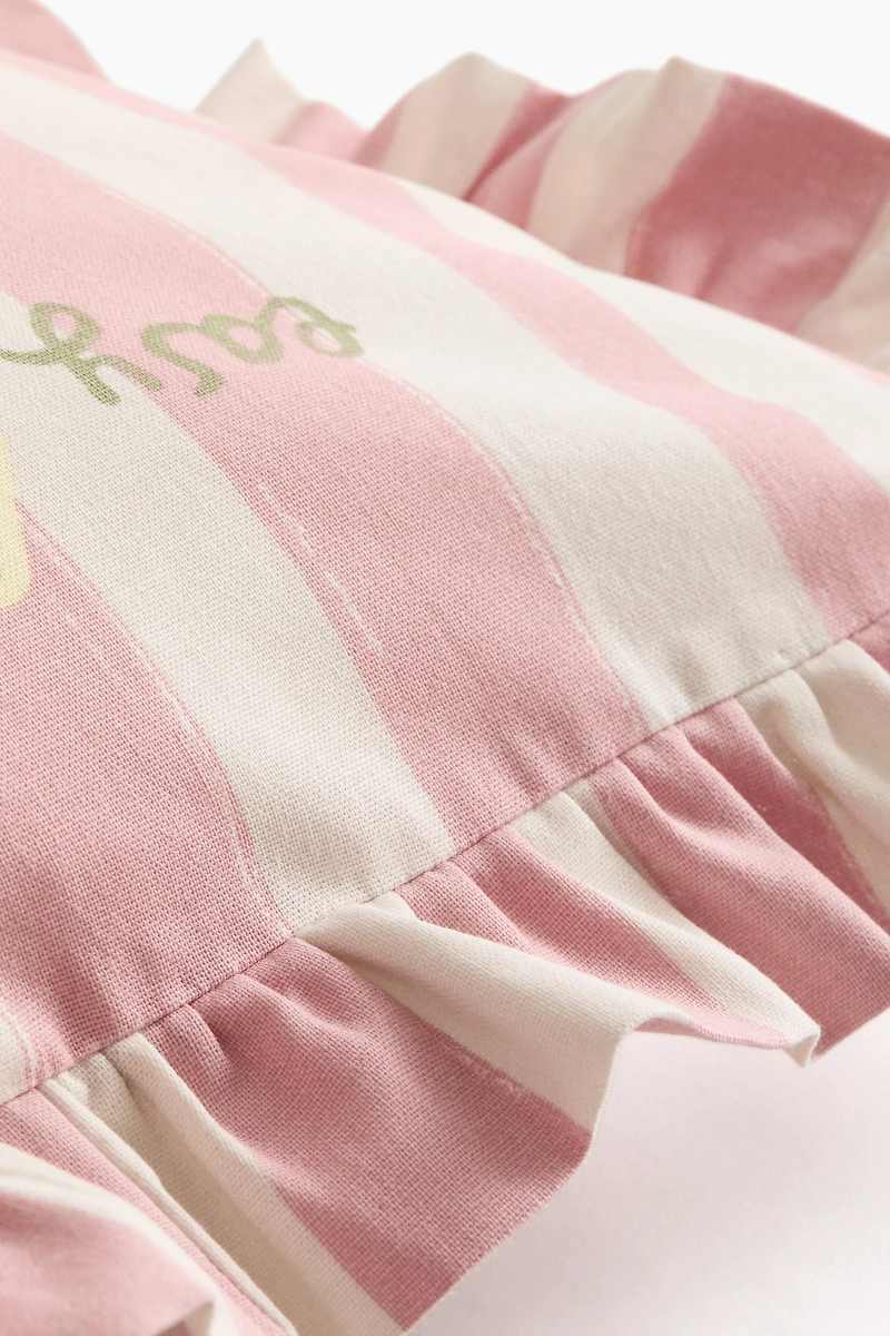 Ruffle-Trimmed Cotton Cushion Cover