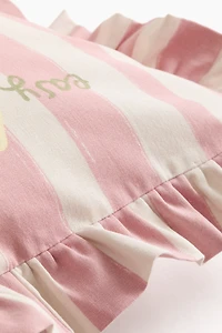 Ruffle-Trimmed Cotton Cushion Cover