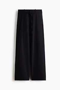 Pleated Tie-Belt Pants