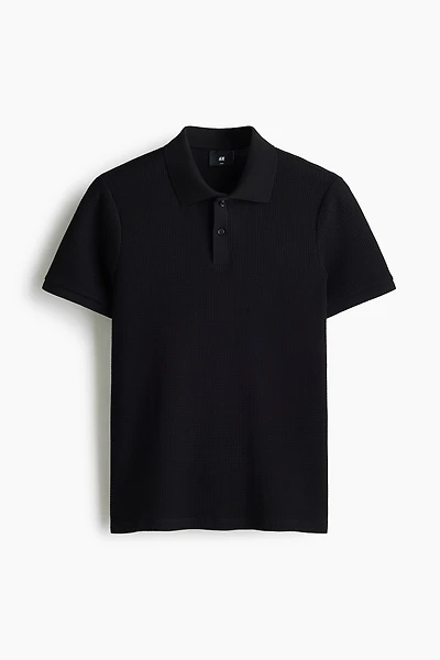 Slim-Fit Waffle-Knit Polo Shirt