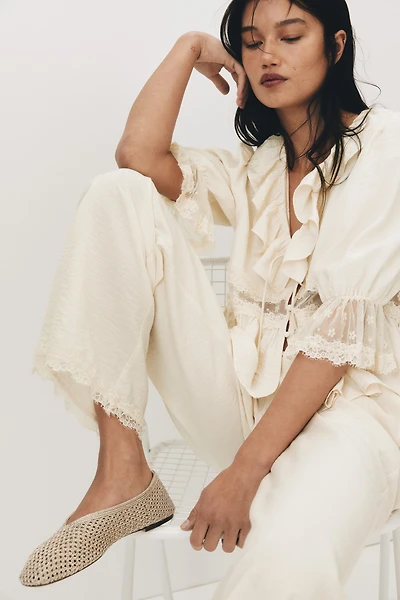 Lace-Trimmed Drawstring Pants