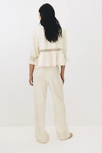 Lace-Trimmed Drawstring Pants