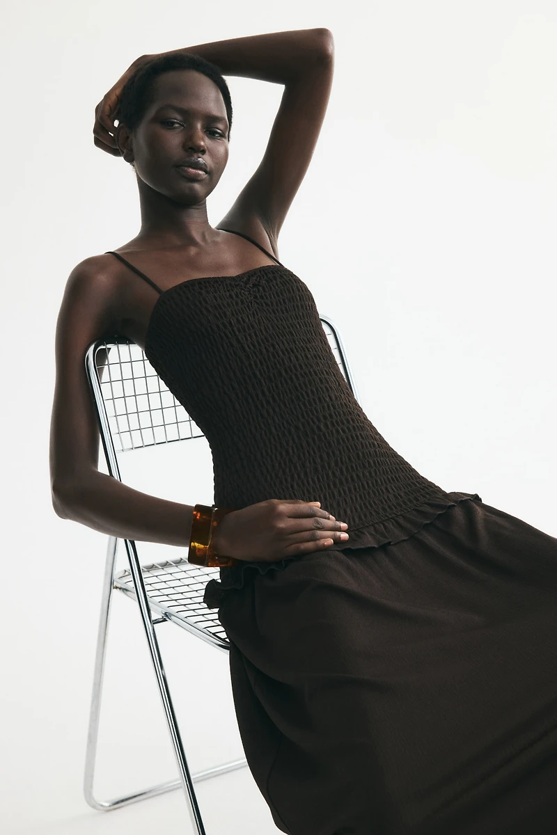 Smocked-Bodice Strappy Dress