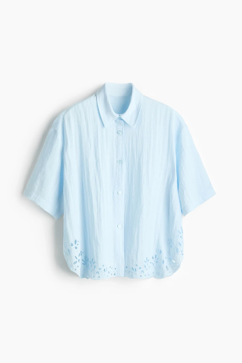 Beach Shirt with Eyelet Embroidery