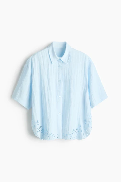 Beach Shirt with Eyelet Embroidery