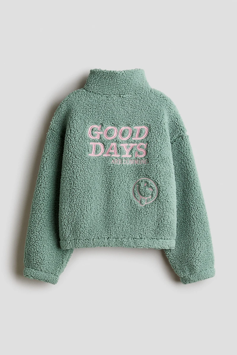 Motif-Detail Teddy Fleece Jacket