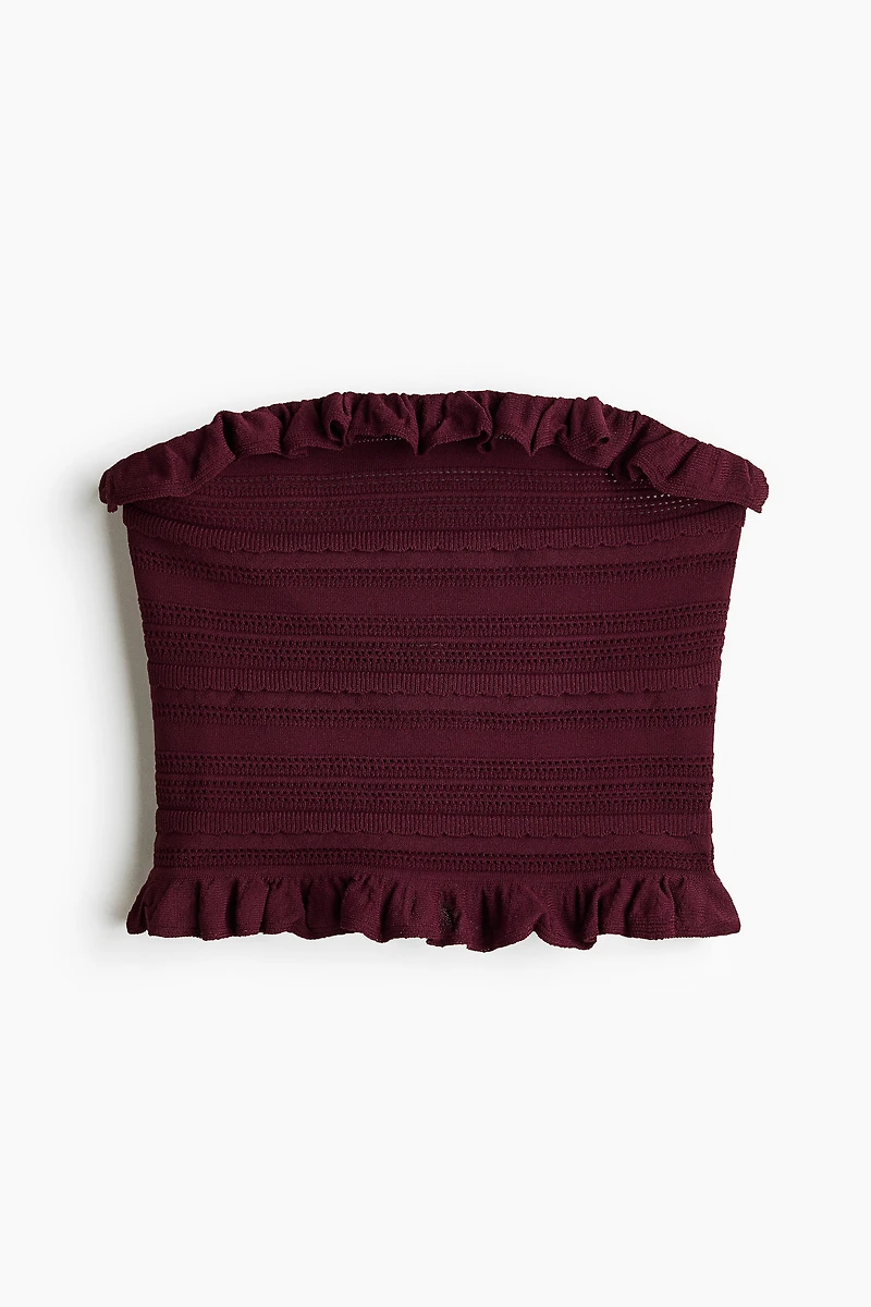 Pointelle-Knit Bandeau Top