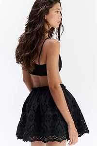 Eyelet-Embroidered Drawstring Skirt