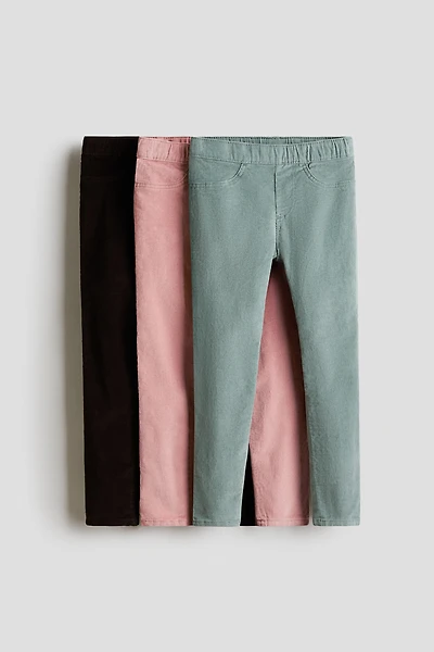 Lot de 3 collants-jeans en velours côtelé