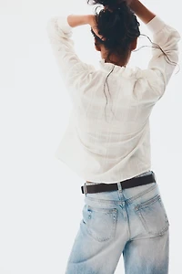 Ruffle-Collar Cotton Blouse