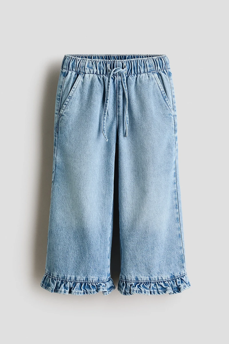 Ruffle-Trimmed Cotton Pants