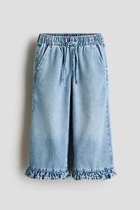 Ruffle-Trimmed Cotton Pants