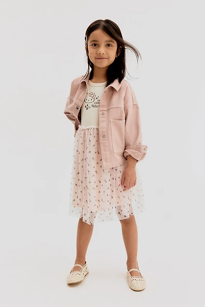 Robe imprimée avec jupe en tulle