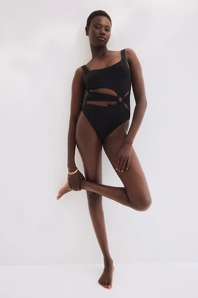 Padded-Cup High-Leg Swimsuit