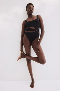 Padded-Cup High-Leg Swimsuit