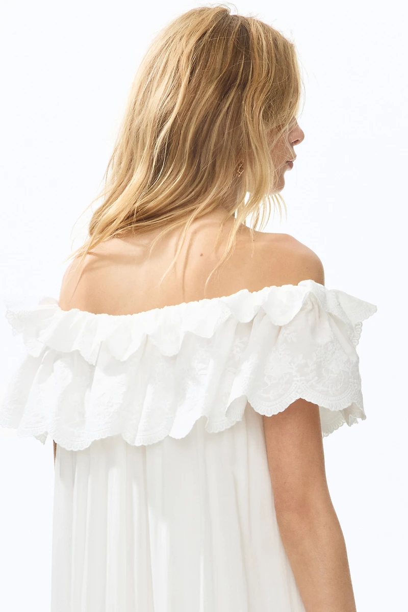 Ruffle-Trimmed Off-the-Shoulder Dress