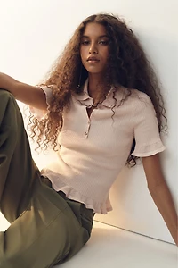 Rib-Knit Top with Collar