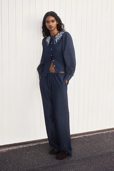 Pantalon en denim avec cordon de serrage