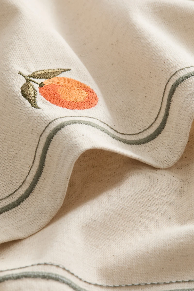 Embroidered-Motif Tea Towel