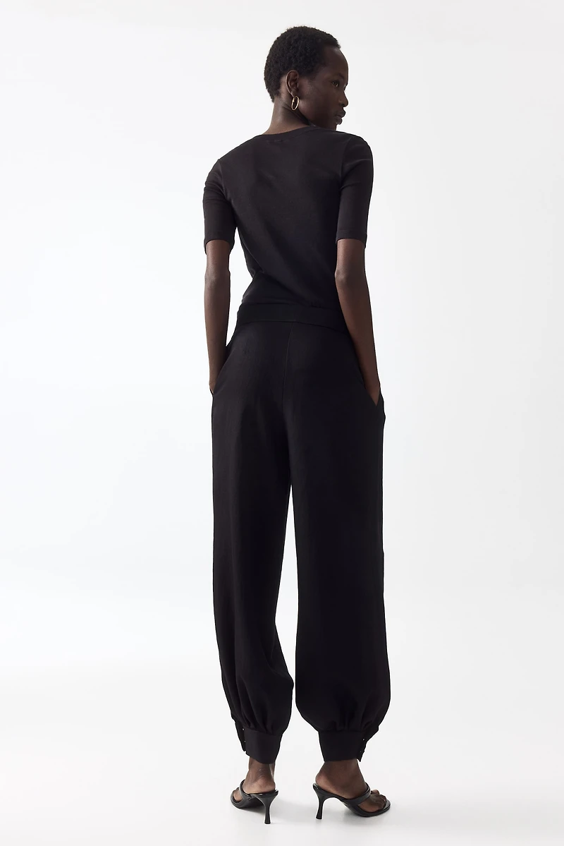 Balloon-Leg Twill Pants