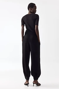 Balloon-Leg Twill Pants