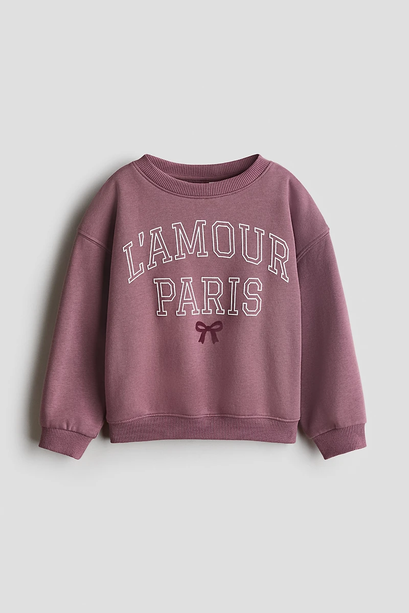 Brushed-Inside Sweatshirt with Printed Motif