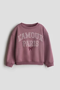 Brushed-Inside Sweatshirt with Printed Motif