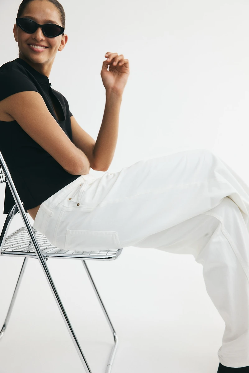 Viscose-Blend Top with Keyhole Detail