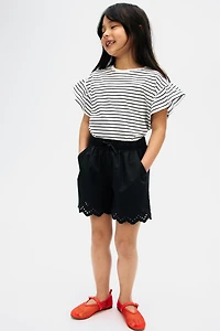 Cotton Shorts with Eyelet Embroidery