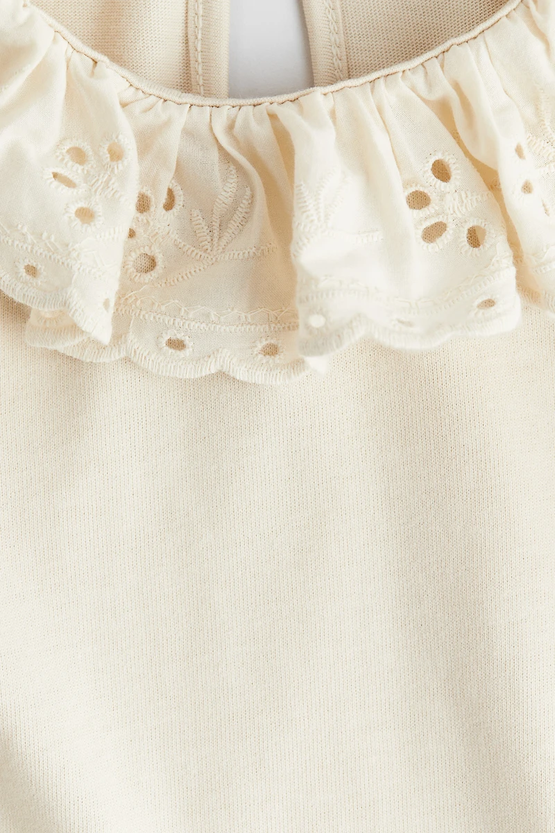 Top with Eyelet-Embroidered Collar