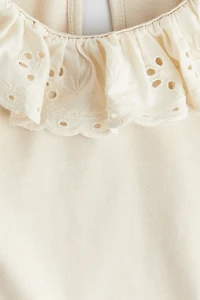 Top with Eyelet-Embroidered Collar