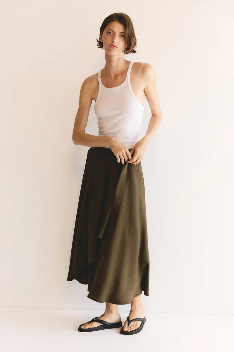 Lyocell-Blend Wrap Skirt