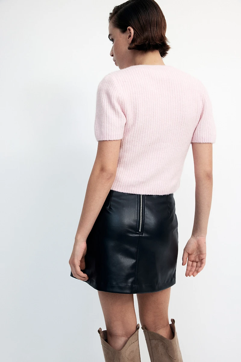 Tie-Detail Rib-Knit Top