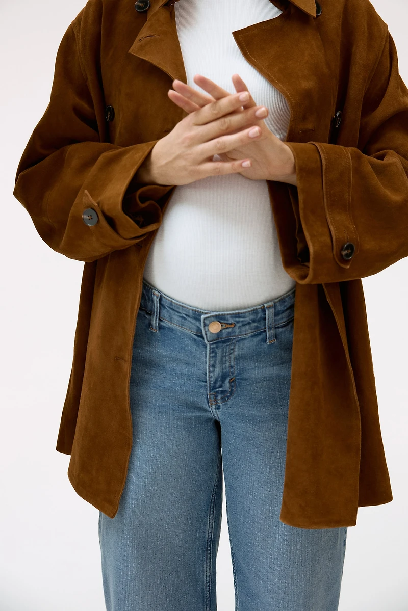 MAMA Wide Low Waist Ankle Jeans