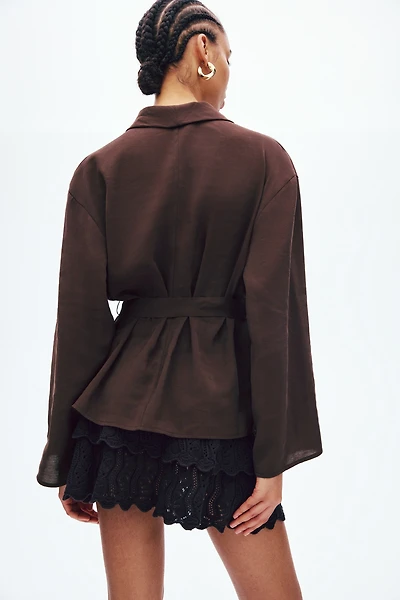 Oversized Tie-Belt Jacket