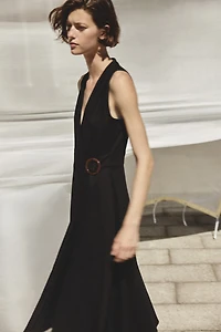 Linen-Blend Wrap Dress