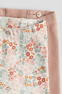 Lot de 2 leggings en tricot coton côtelé
