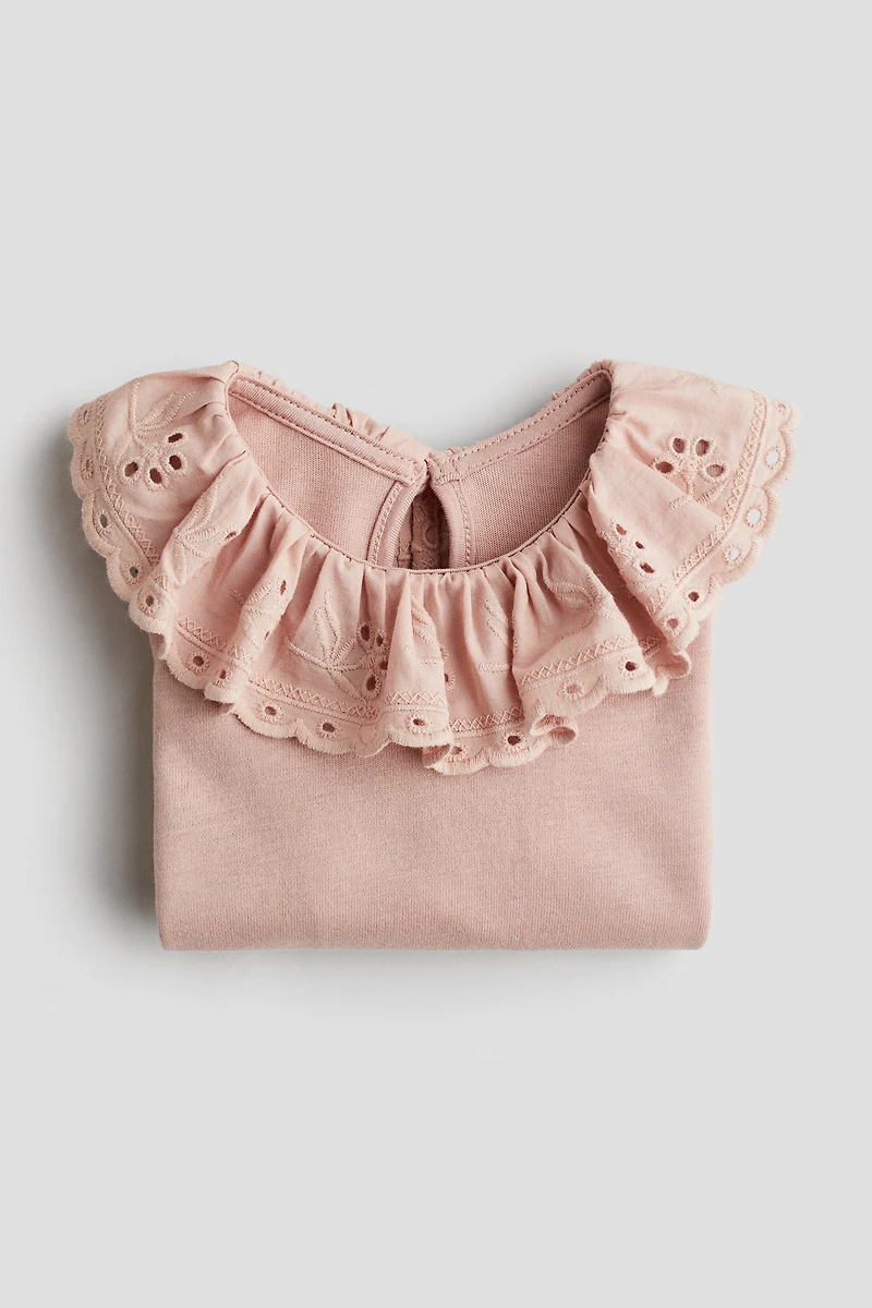 Top with Eyelet-Embroidered Collar