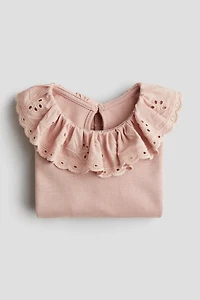 Top with Eyelet-Embroidered Collar