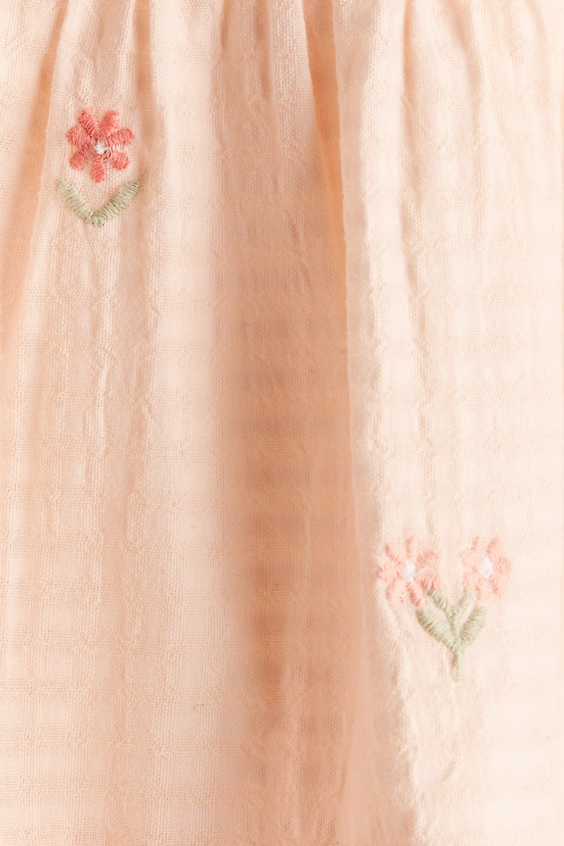 Embroidered-Detail Cotton Dress