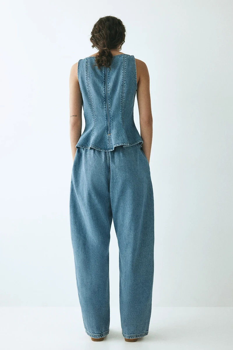 Barrel-Leg Denim Pants