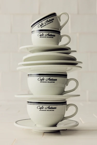 2-Pack Porcelain Cappuccino Cups with Saucers