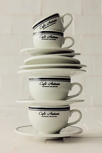 2-Pack Porcelain Cappuccino Cups with Saucers