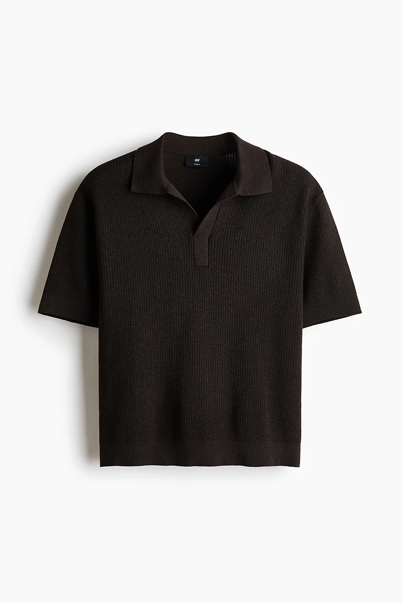 Regular-Fit Cable-Knit Polo Shirt